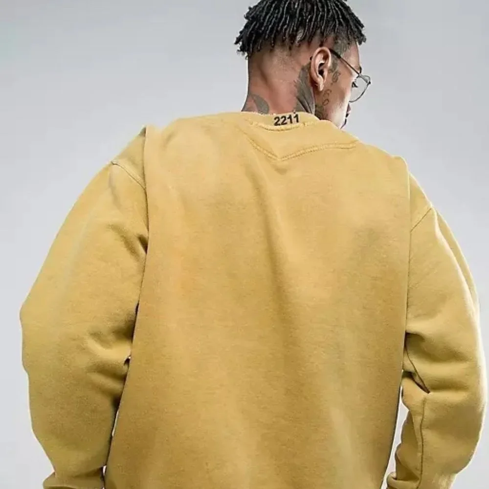 NWOT Mennace Embroidered Logo Sweatshirt In Washed Mustard - Picture 4 of 7